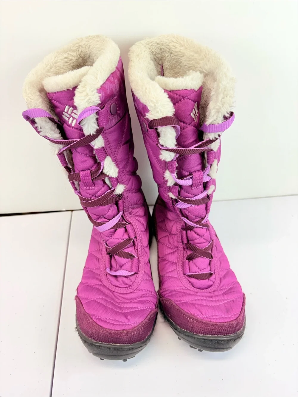Columbia Purple Faux Fur Lined Waterproof Winter Snow Boots Girls 4